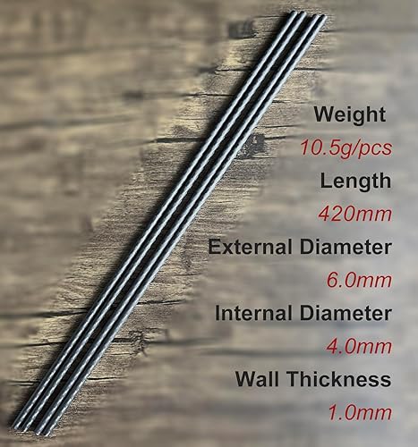 Miniatura 2 de 4 piezas Tubo de Fibra de Carbono 6mmx4mmx420mm, 810121618222530mm Disponibles, 3K rollo Envuelto Acabado Mate de Sarga.