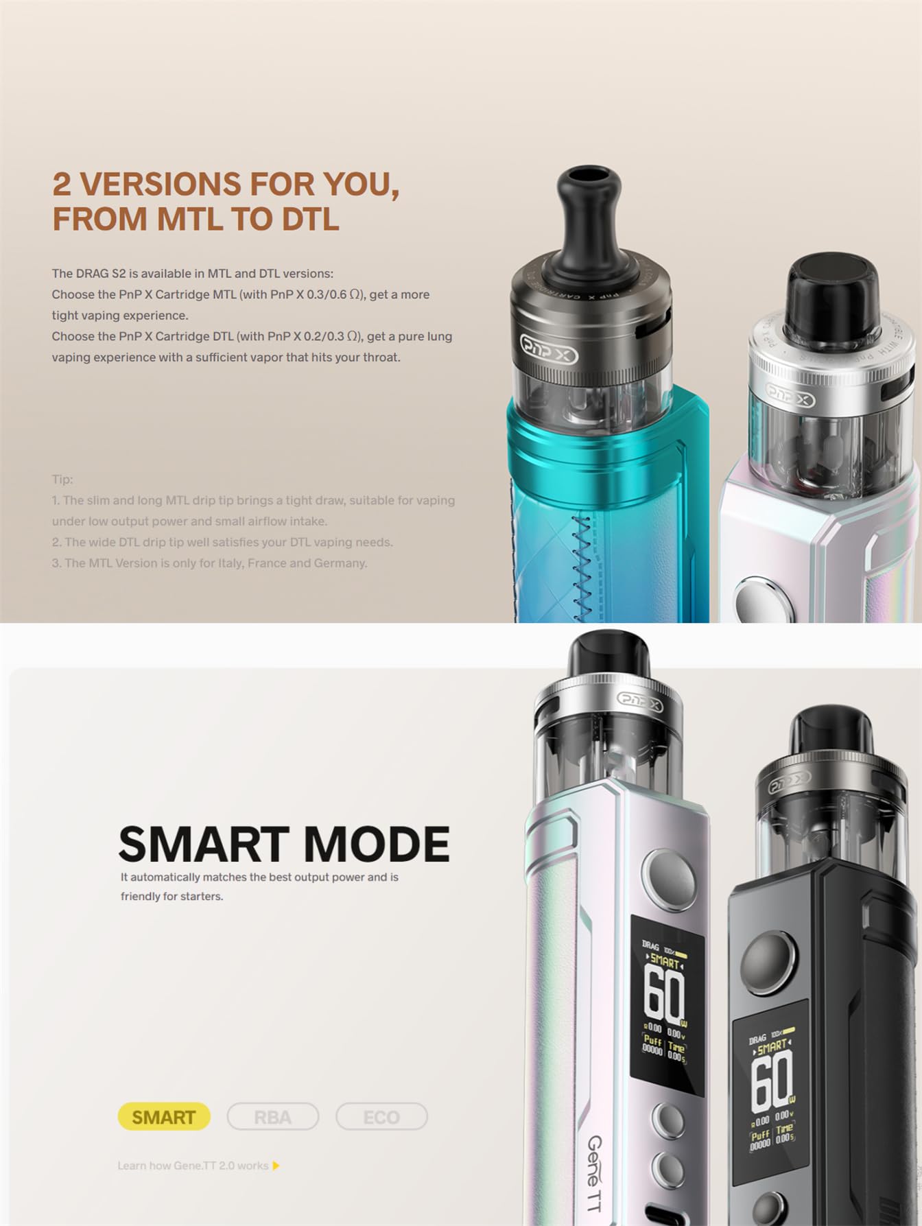 VOO**POO Drag S2 Kit 60W Output Built-in 2500mAh Battery With 5ML PnP X Pod  Cartridge Fit PnP X Coil Electronic Cigarette Vaporizer- No Nicotine :  Amazon.fr: High-Tech