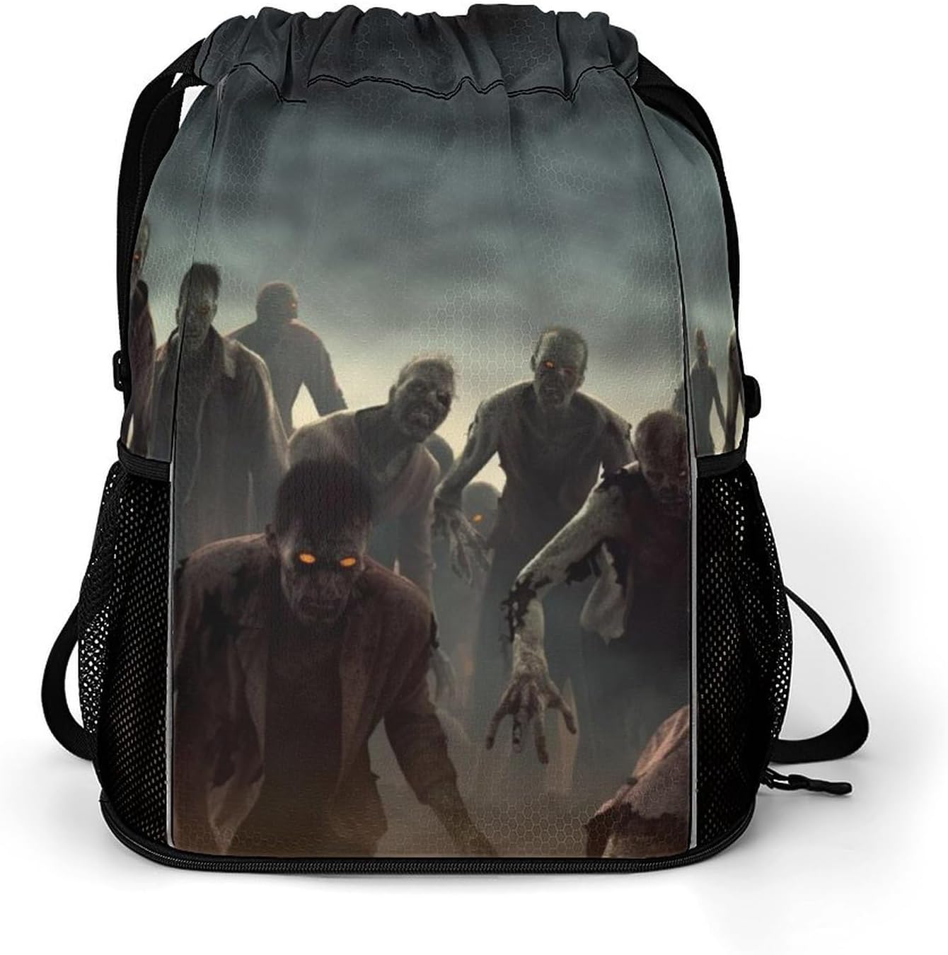 Small Gym Bag Many Zombie Printed Drawstring Gym Bag for Men Lightweight Waterproof Drawstring Backpack for Women with Shoe Compartment for Travel Tourism Work And Fitness
