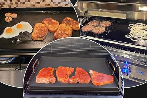 Miniatura 9 de Utheer - Plancha de asar universal con parte superior plana, placa rectangular universal de 17 x 13 pulgadas con asas extraíbles para parrillas de