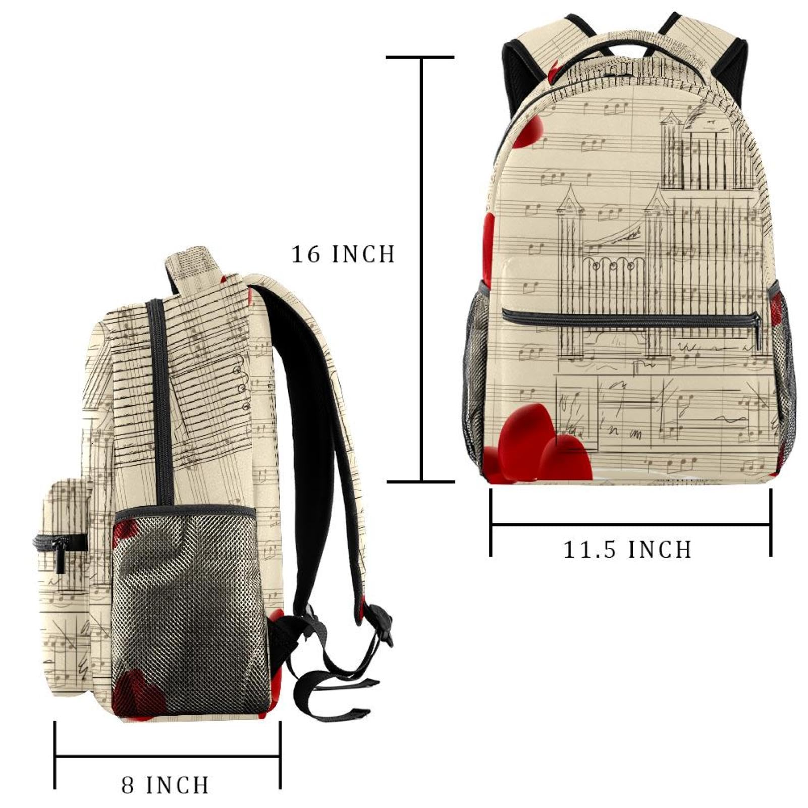 Zaino scolastico, grande capacità, per libri, organo a pipa, chiesa, zaino per computer portatile, impermeabile, per scuola, università, per adolescenti, ragazze, ragazzi, adatto per