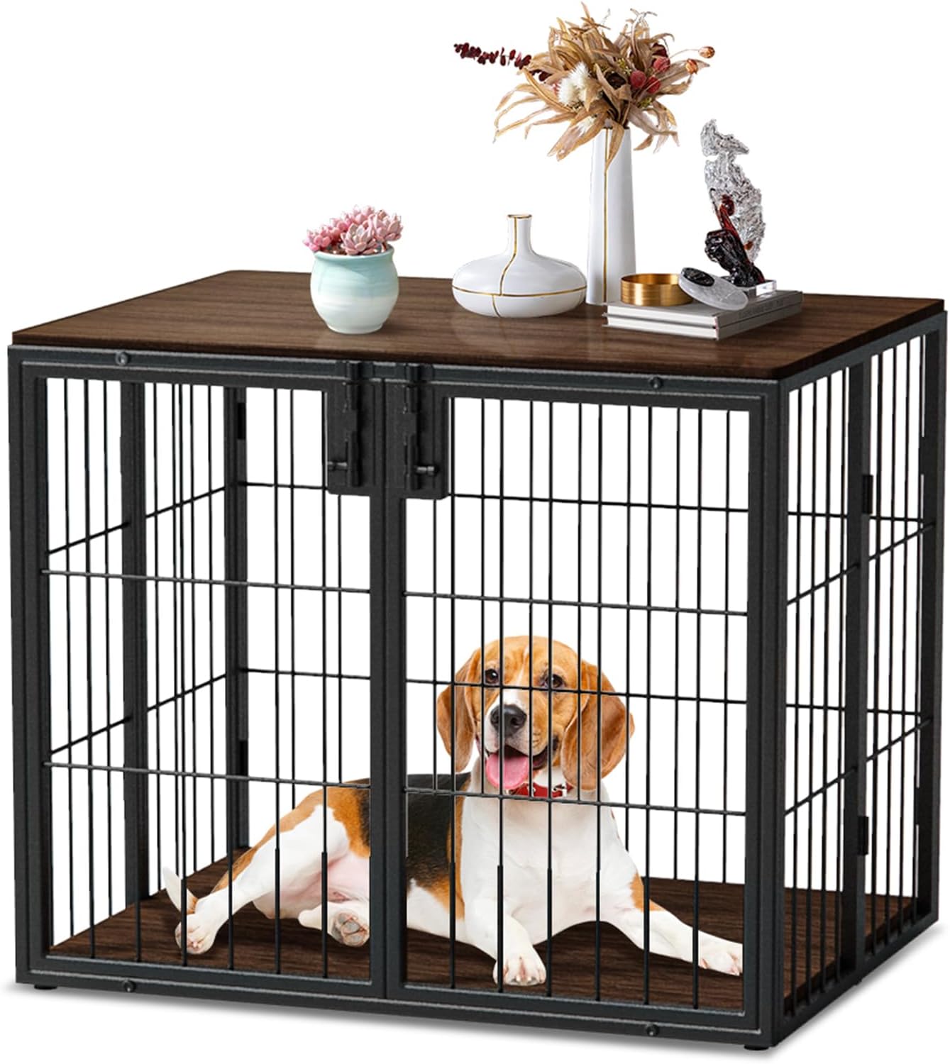 Nisorpa 31.5'' Dog Crate Furniture, Wooden Dog Crate Table