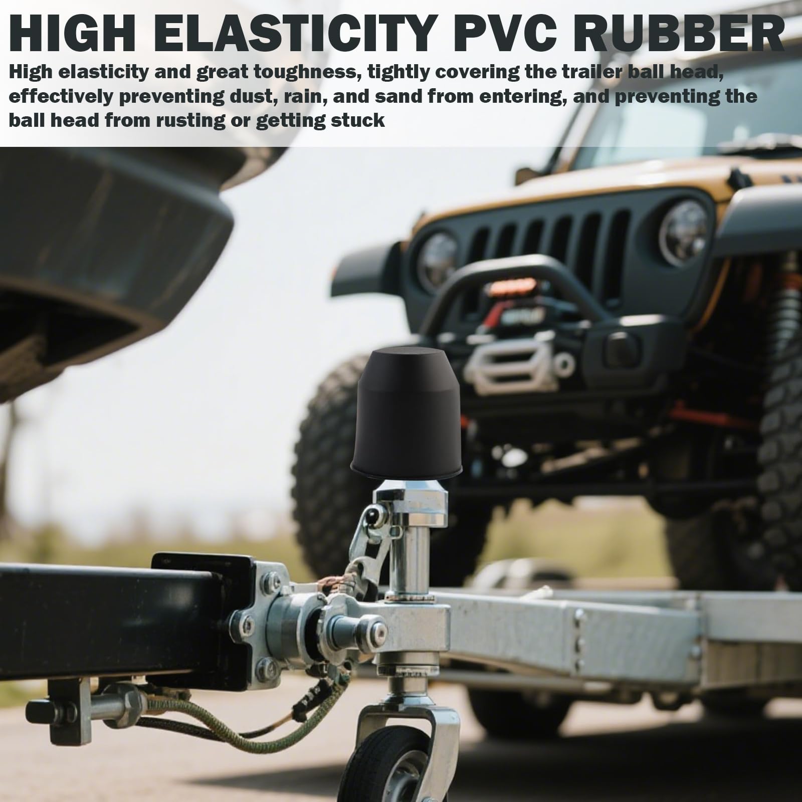 AnhäNgerkupplung Abdeckung Set,3-Teilig Abdeckung AnhäNgerkupplung Schutzkappe,Wasser- Und Staubdicht AnhäNgerkupplung Kappe,Abdeckkappe AnhäNgerkupplung Geeignet FüR Fahrzeuge Und Wohnmobile(Schwarz) - 5