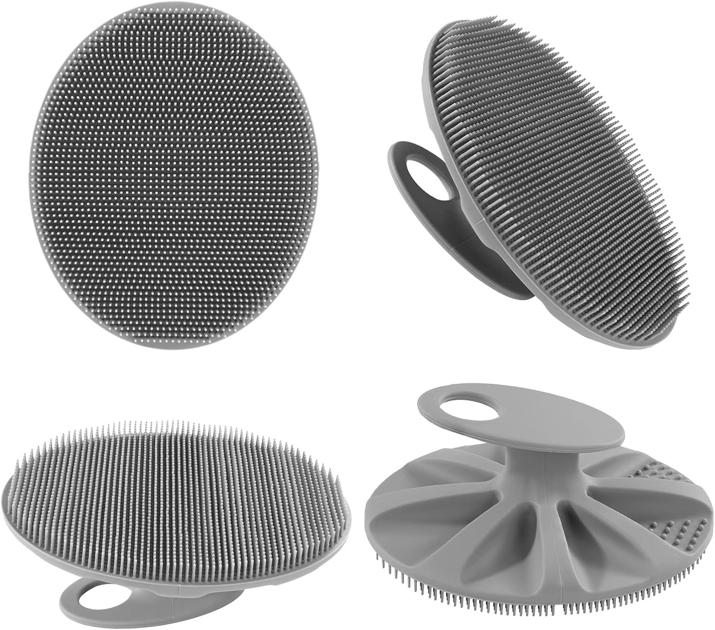 Food-Grade Soft Silicone Body Cleansing Brush Shower Scrubber, Gentle Exfoliating and Massage for All Kinds of Skin (Pack of 4)