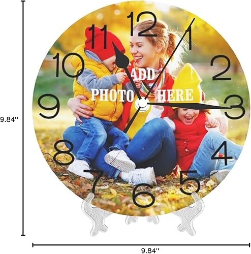 Miniatura 8 de Reloj de fotos personalizado digital para sala de estar sin tictac silencioso personalizado redondo con imagen texto crea tu propio reloj para