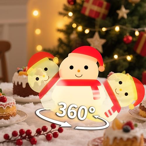 Miniatura 8 de Colorful Life Luz de grifo de silicona con forma de muñeco de nieve  Luz nocturna suave para habitación de los niños, lámpara de noche LED