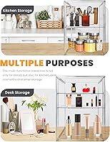 Vista 6 de Panera, Paneras Grandes para Encimera de Cocina - Contenedor de Almacenamiento de Pan Ajustable de 4 Capas, Cajas Transparentes para Encimera