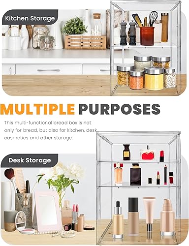 Miniatura 6 de Panera, Paneras Grandes para Encimera de Cocina - Contenedor de Almacenamiento de Pan Ajustable de 4 Capas, Cajas Transparentes para Encimera de