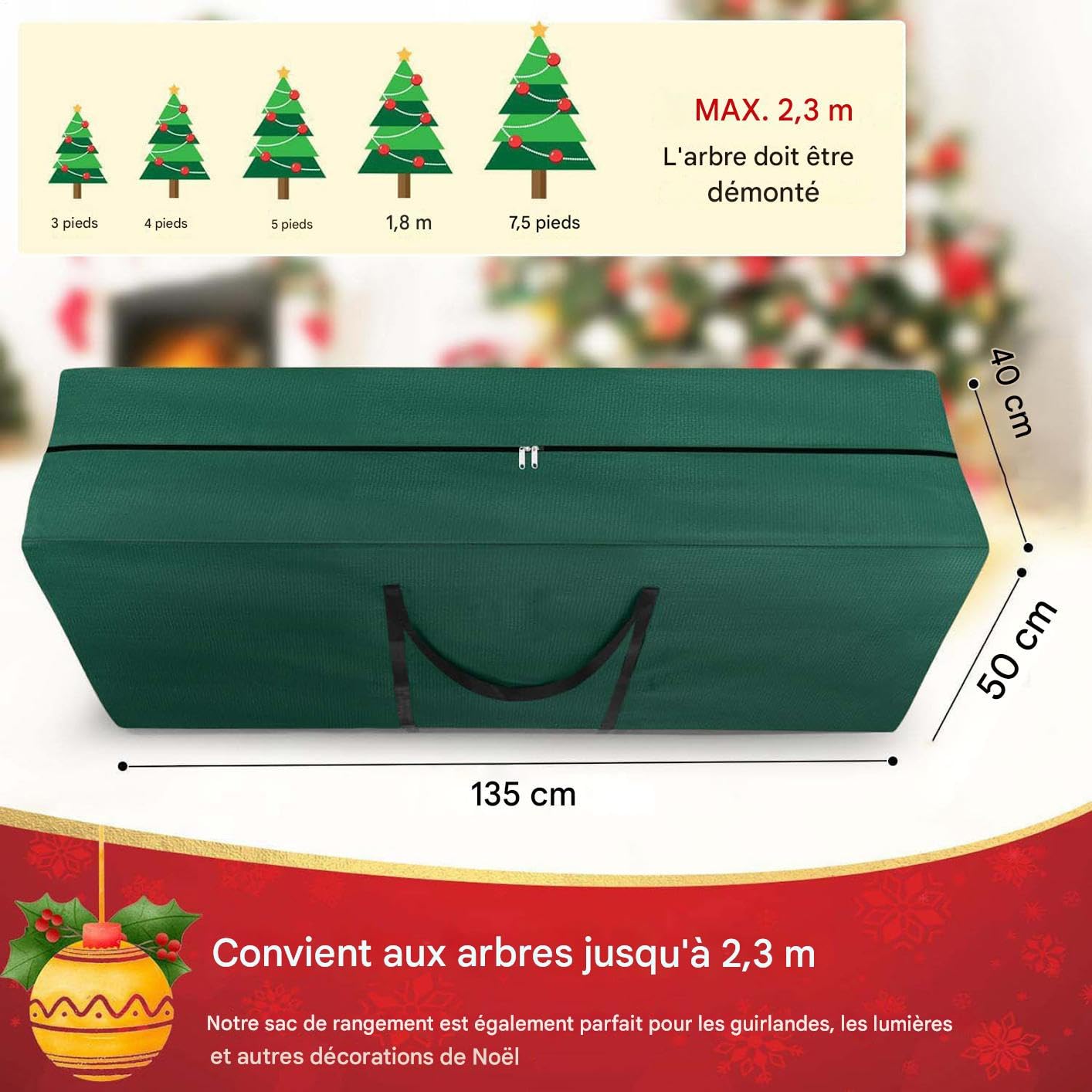 Sac De Rangement Pour Sapin De Noël Porte-Sac 19 cm