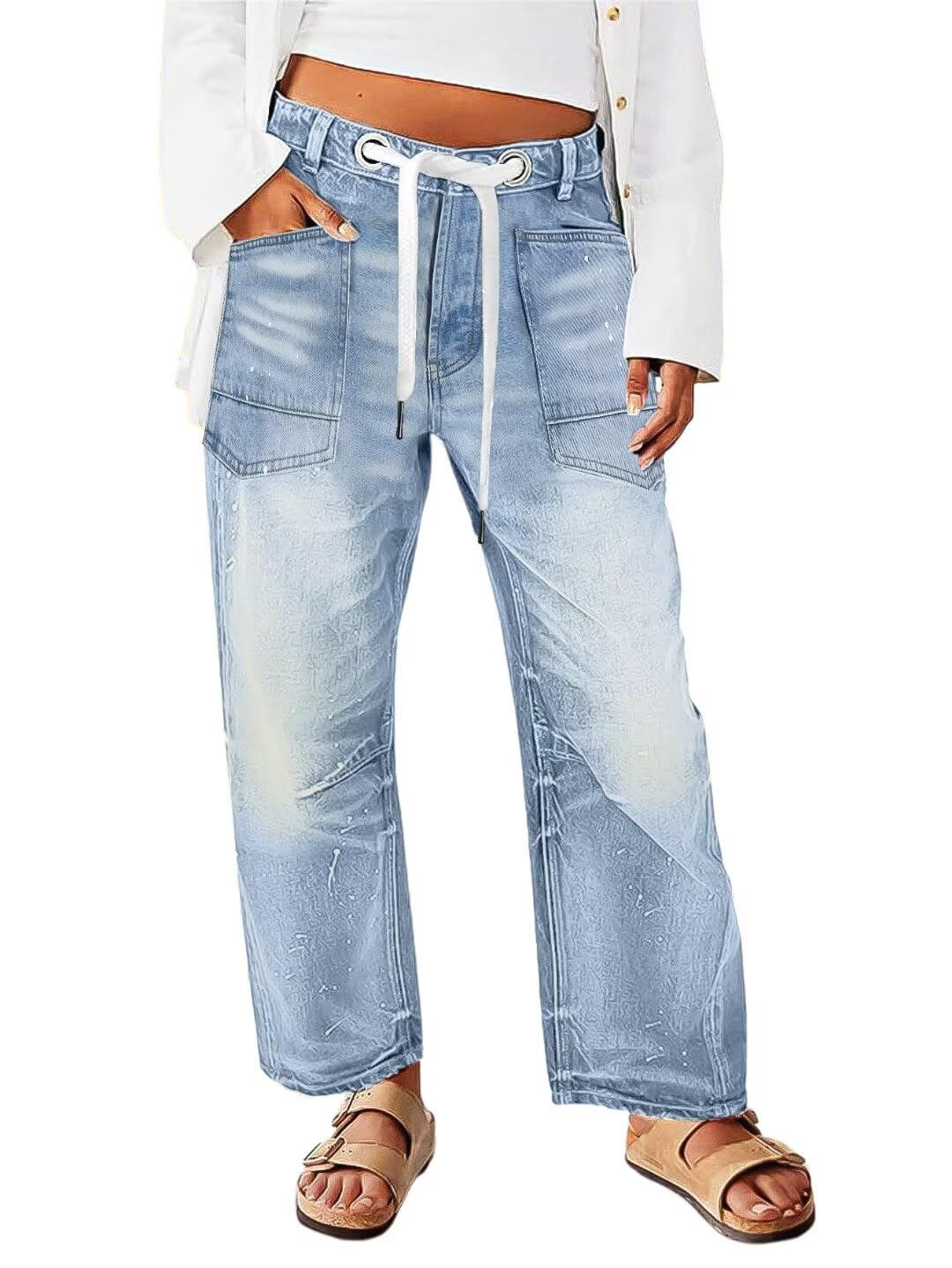 Simple Drawstring Mid-Waist Causal Pants