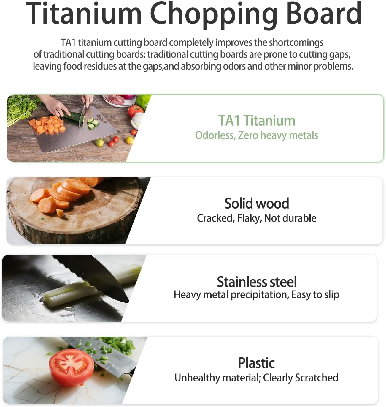 Boundless Voyage Titanium Chopping Board for Kitchen Double Sided Cutting Board with Hanging Hole Easy to Clean Food-Grade Raw & Cooked Foods for Kitchen Home Outdoor (5007P-M)