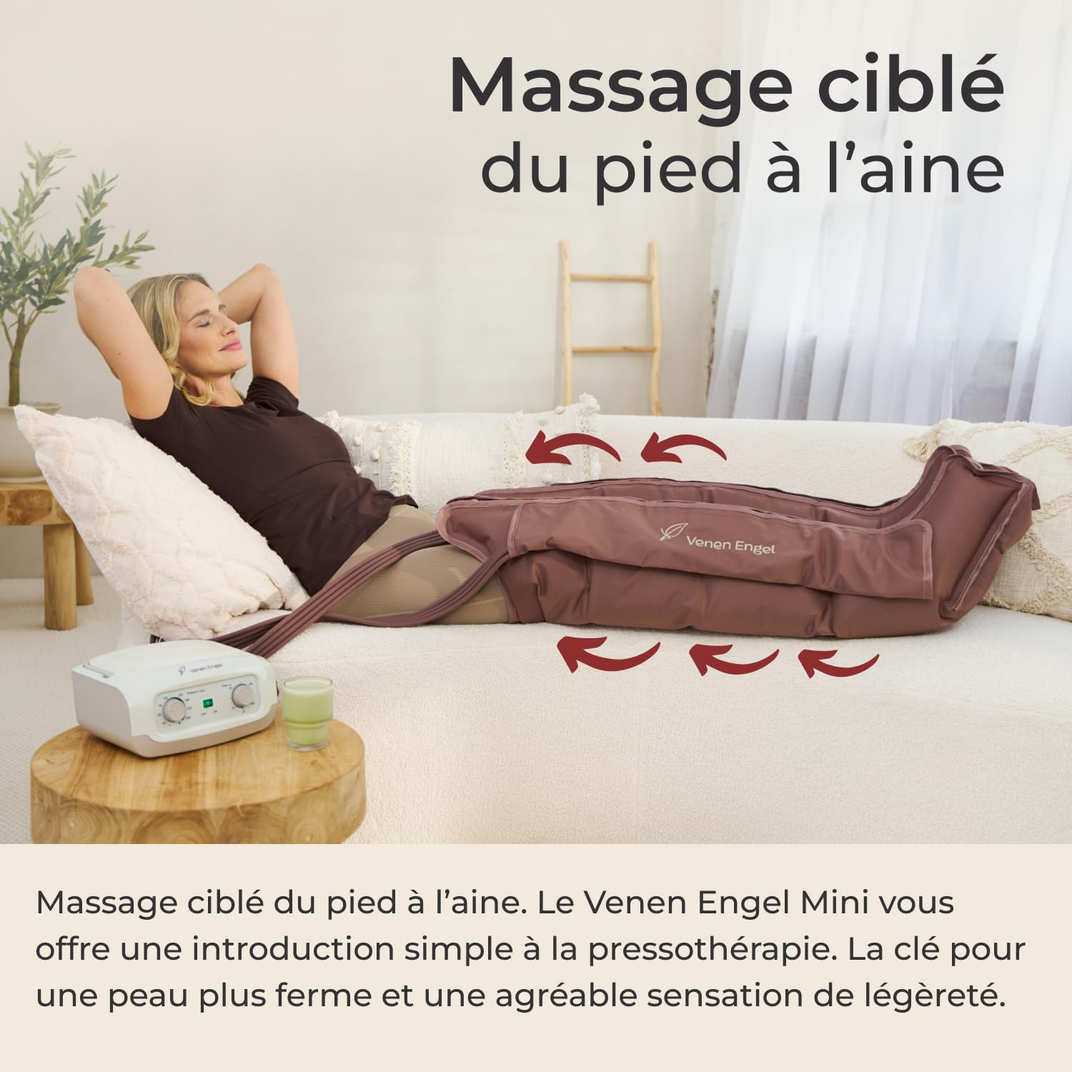 Venen Engel Mini – Appareil de massage par compression pour jambes | 4 chambres à air | Massage des pieds aux cuisses pour jambes légères