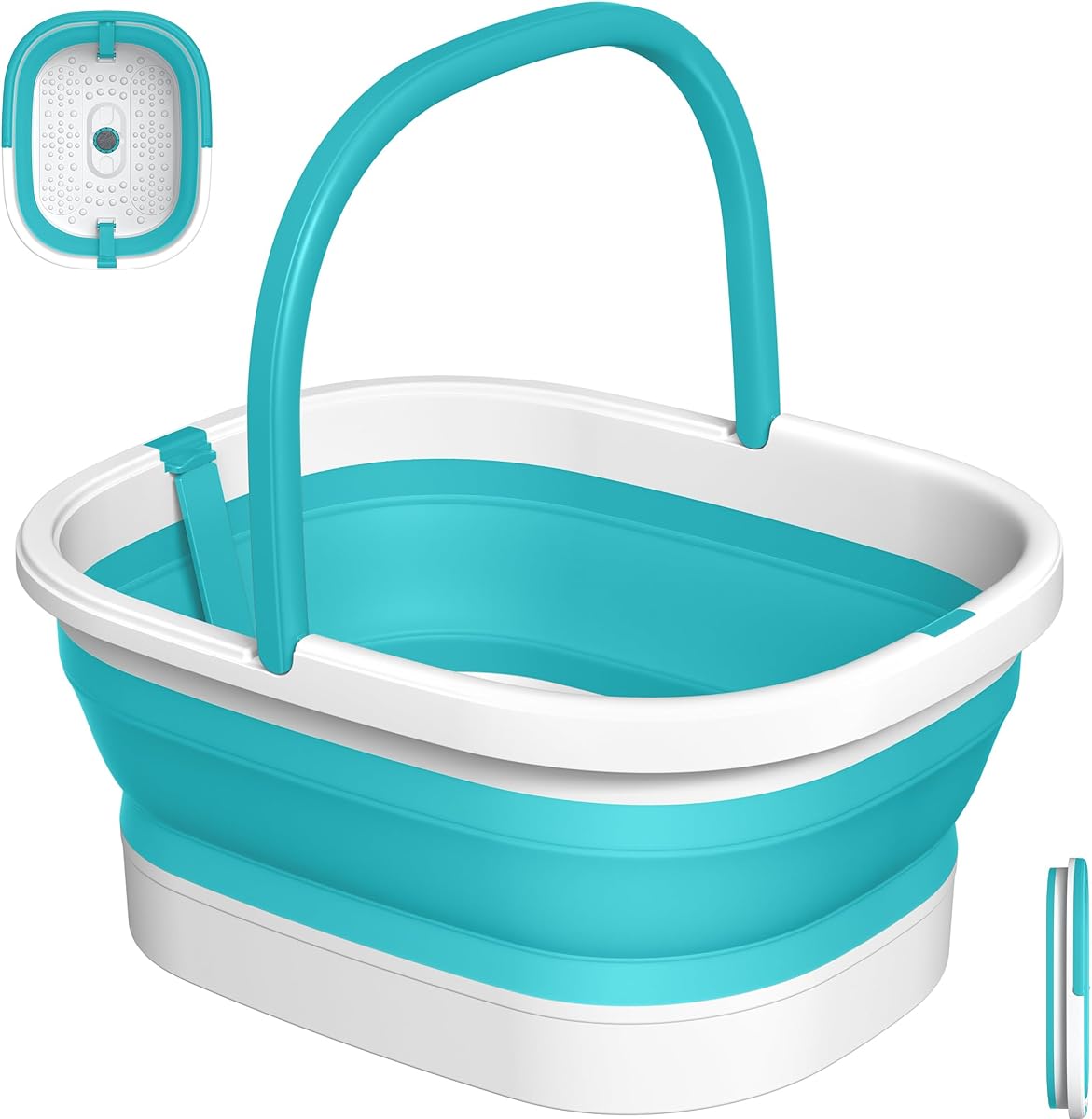 Nekteck Cubo plegable para bañera de pies para baño de pies, verde | 138 nodos de acupresión y piedra pómez, salud de los pies, spa para pies, 2 barras de apoyo estables, regalos para hombres, mujeres, papá y mamá