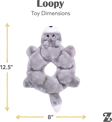 Miniatura 5 de ZippyPaws - Loopy - Juguete de peluche chirriante sin relleno para perros pequeños y medianos - Lobo