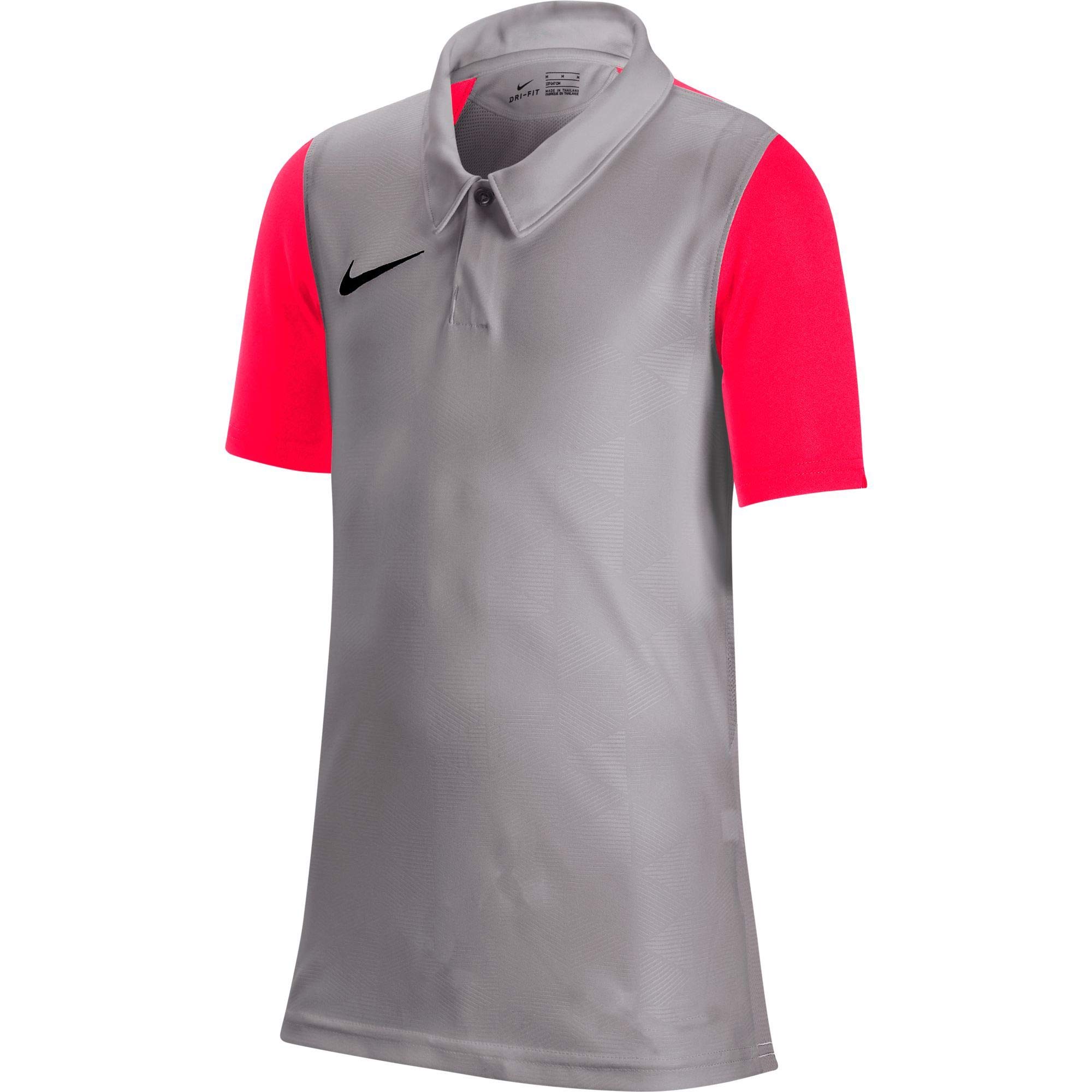 NIKE Trophy IV Short Sleeve Top, Children, Boys, Short Sleeve Top, BV6749 052, Pewter Grey/Bright Crimson/Black, XS