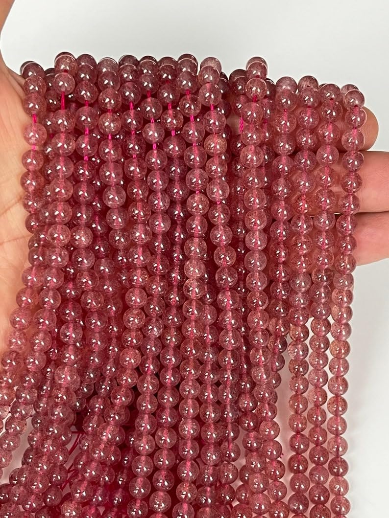 Natural Strawberry Quartz rondelle Smooth Beads 6mm 15 inch Long String Jewelry Making Gemstone Beads for Necklace Bracelet