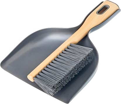 Vigar Bamboo Print Handy Set, Compact Dust Pan and Brush, Ergonomic Handles, Stores Easily