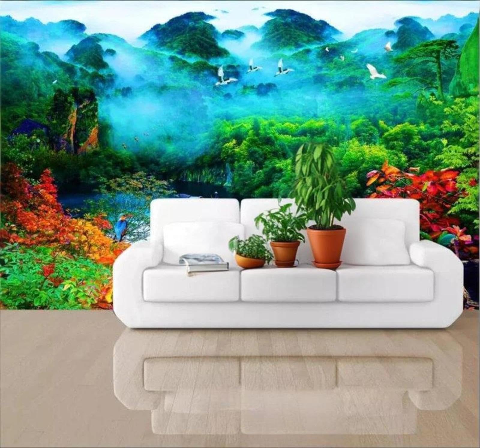 Fresh Beautiful Fairyland Landscapes Scenery 3D Wallpaper Easy Install Feature Office Living Room Sofa Bedroom TV Background Wall Decoration-200cm×140cm