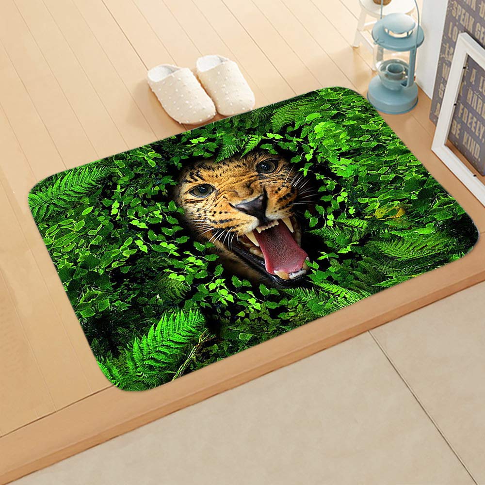 Tapis entrée polyester vert émeraude 80x120cm antidérapant et lavable