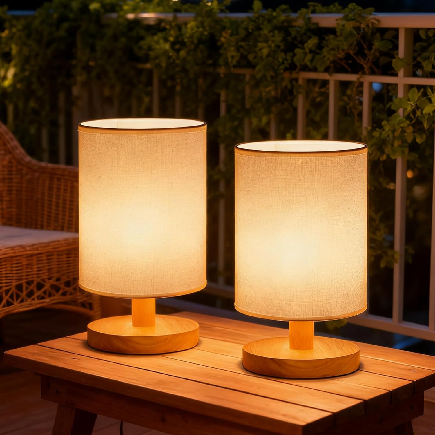 Lámpara de Mesa Noche LED 3000K con Puerto USB, 2 Unidades