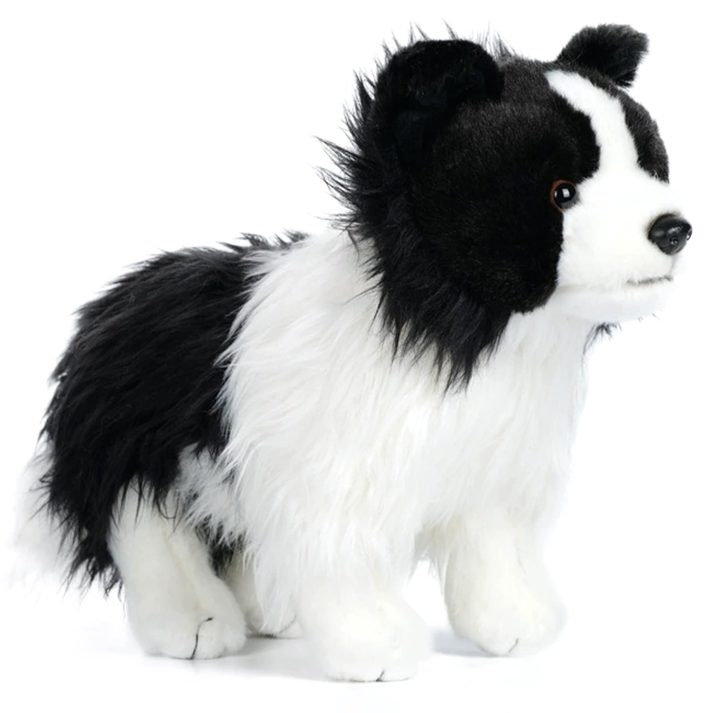 Peluche Border Collie, Animal de Peluche Border Collie Realista - Peluches Suaves para Perros, Blanco y Negro, Animal de para Perros de 27 cm/10, 63 Pulgadas