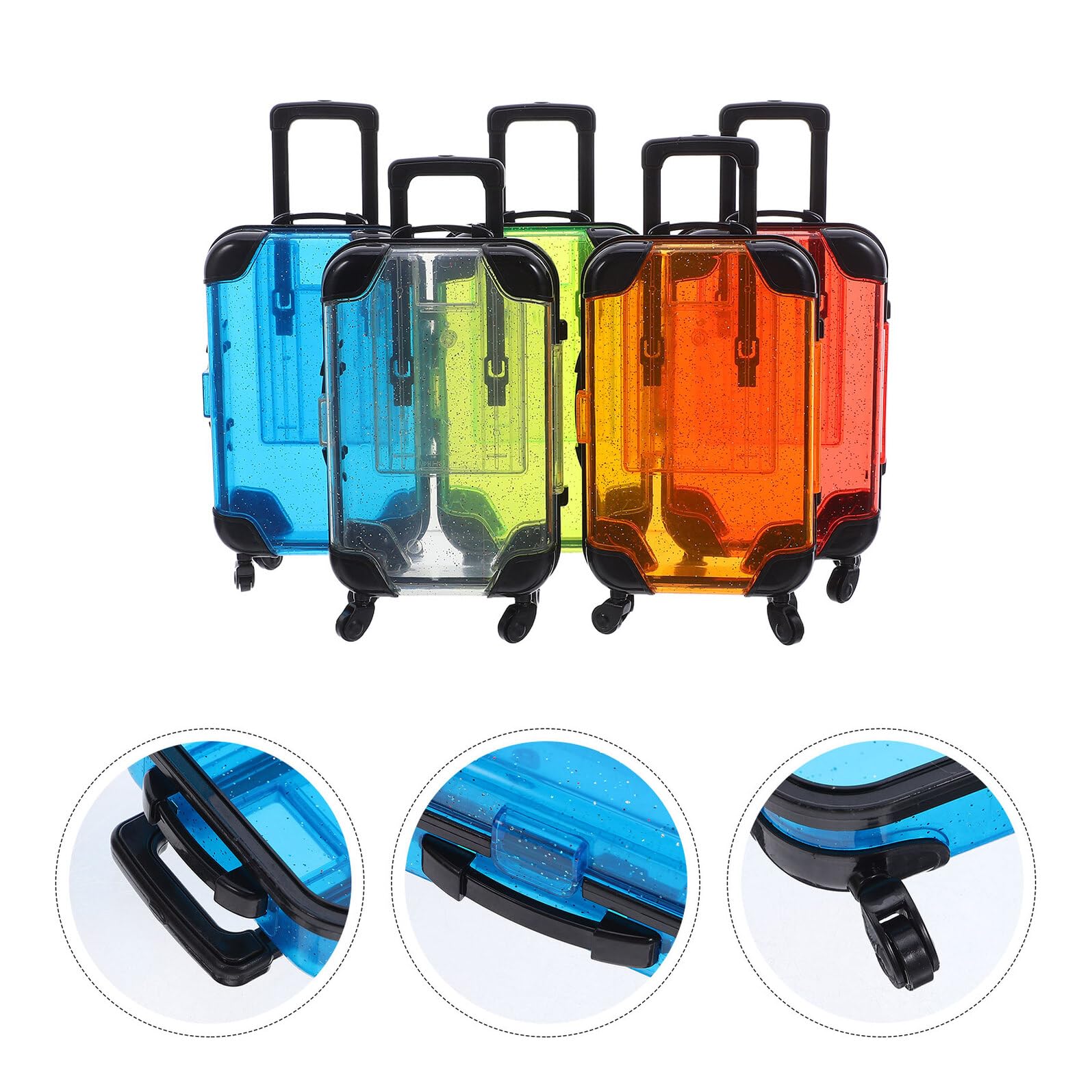 DECHOUS Set da Gioco Valigie per 5 Pezzi con Mini Valigia Giocattolo Leggera e Trolley di Simulazione con Ruote Lisce Gioco di Finzione Creativo per Viaggio e Apprendimento dei Colori