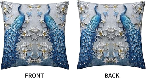 Miniatura 3 de Fundas de almohada cuadradas, hermosas y elegantes fundas de almohada decorativas para el hogar, dormitorio, sofá, flores, mariposas, diseño de arte