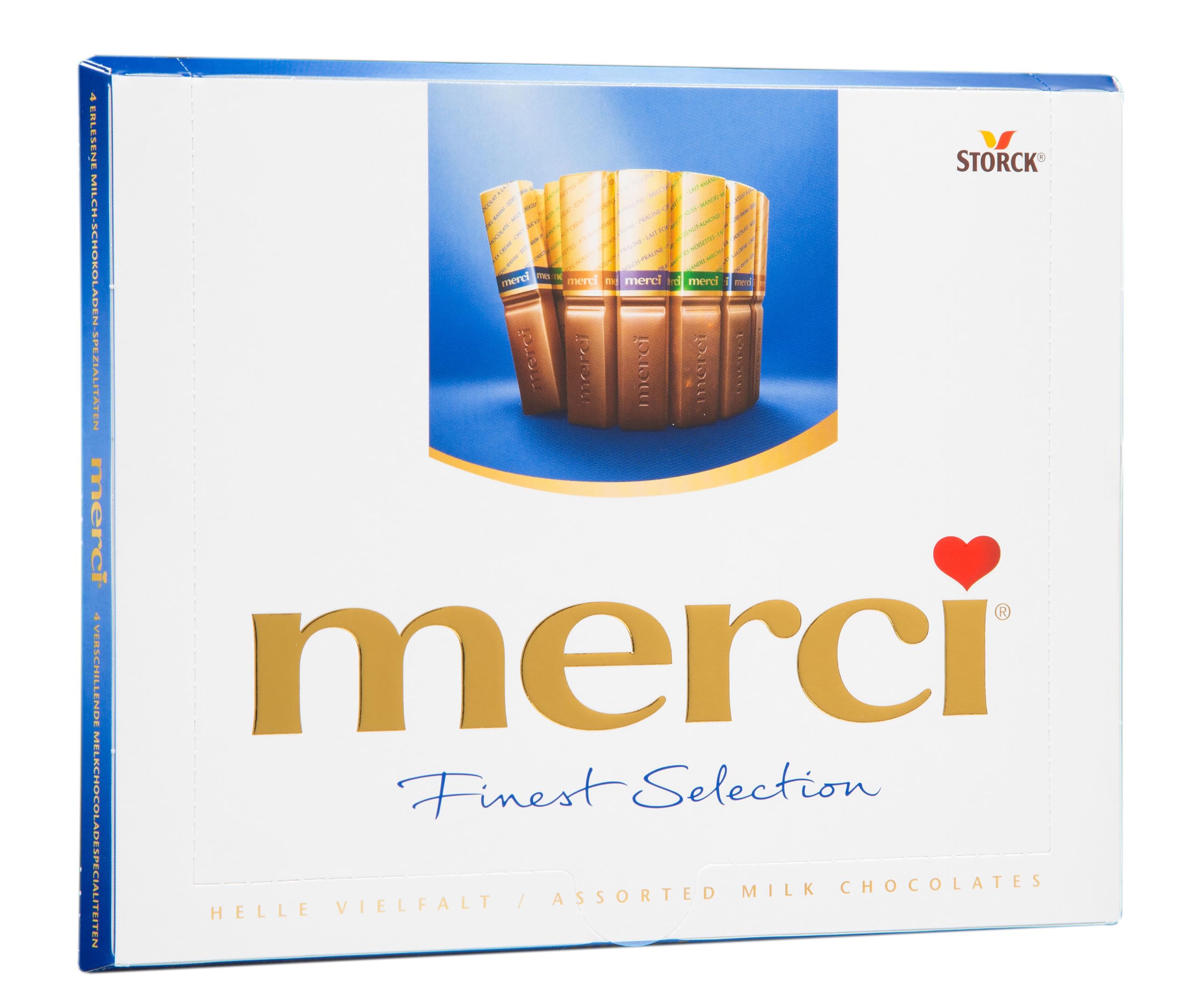Merci Finest Milk Chocolate Box, 4 Flavour Varieties, Gluten-Free Classic Milk Chocolate Gift Box, (Packaging may vary) 250 g (Pack of 1)