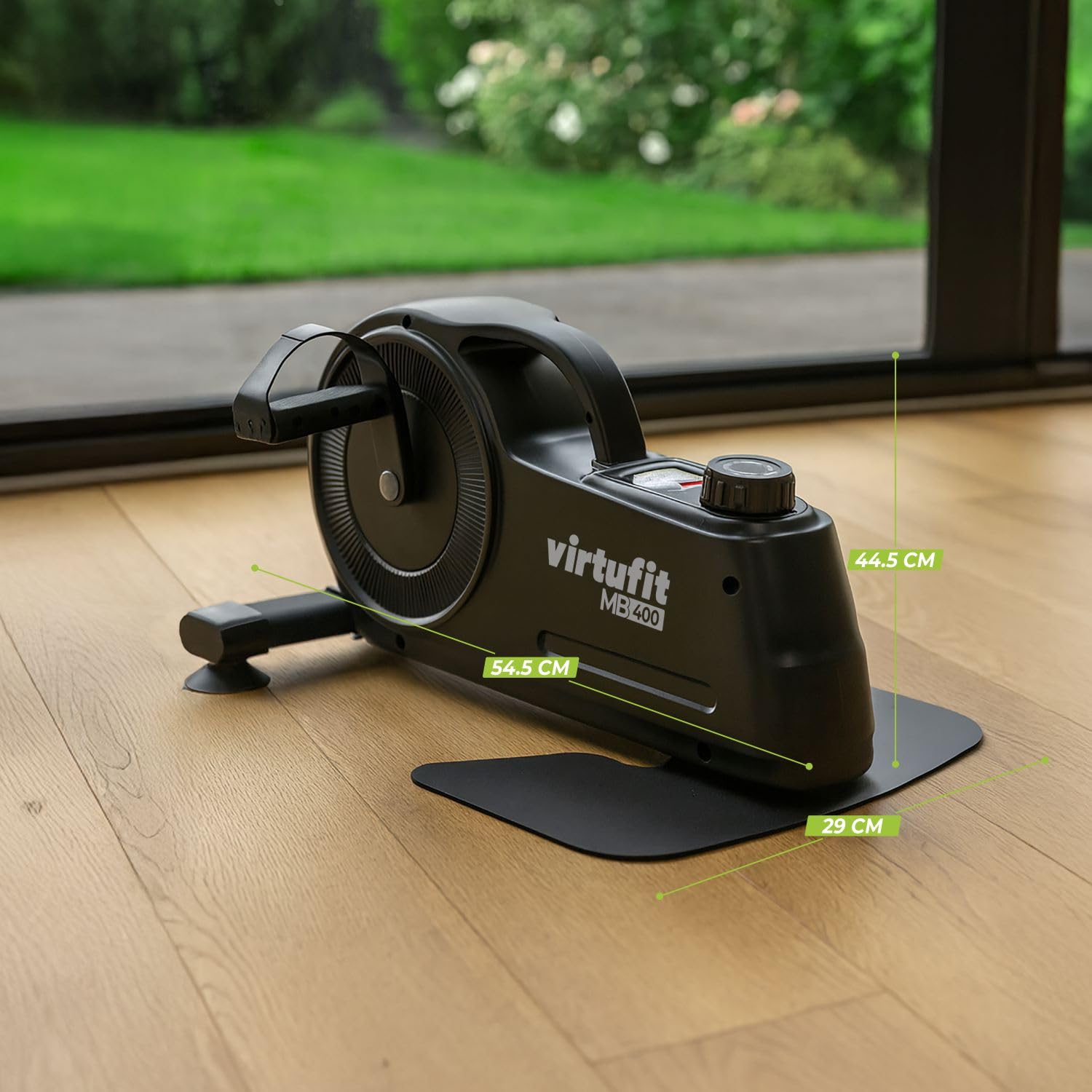 VirtuFit MB400 trenażer pedałów – magnetyczny trener ruchu ramion i nóg – 8 poziomów oporu – kompaktowy i stabilny – wyświetlacz LCD – koło zamachowe 2,5 kg – rehabilitacja i senior – trener