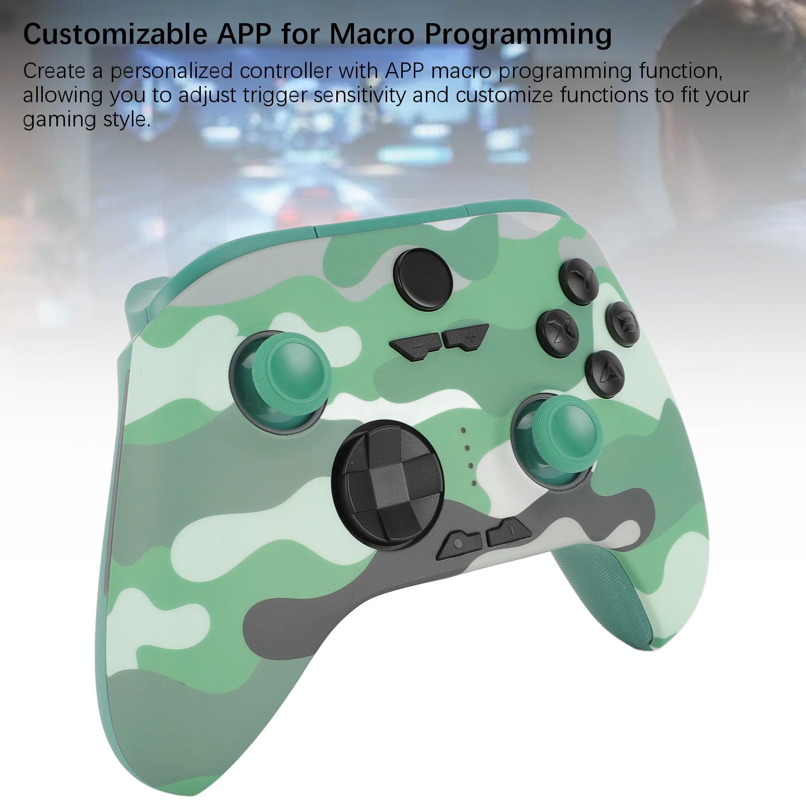 Controller di Gioco Wireless Illuminazione a LED RGB Gamepad Wireless Antiscivolo per e PC Batteria da 1000 MAh (Verde mimetico)