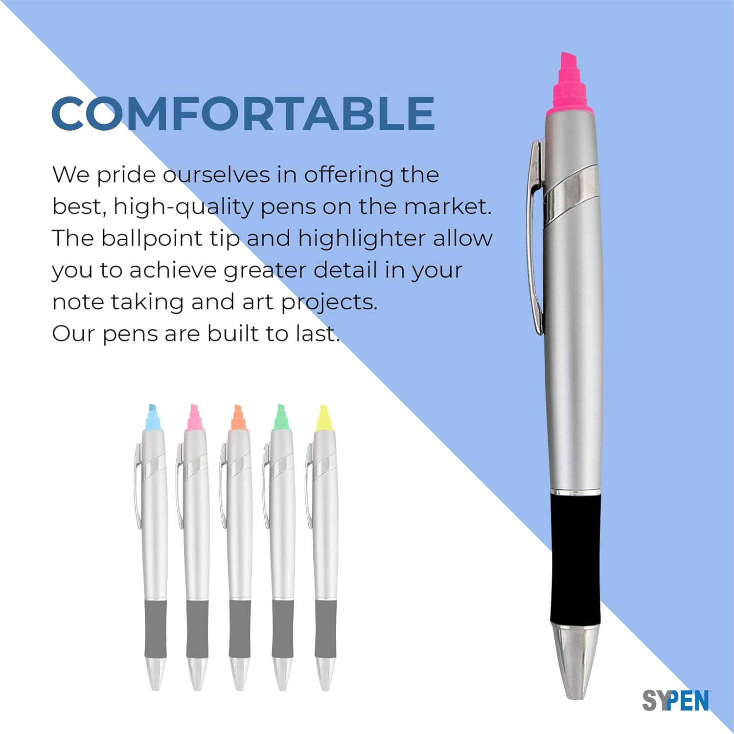 SyPen Personalized Pens with Highlighter -200 Pack Bulk-Free Imprint - 2 In Bible Highlighter with Ballpoint Pen Combo- add Custom Name, Logo or Gift Message- Black Ballpoint Ink, Green Color