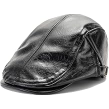 Quanhaigou Men Adjustable PU Leather Ivy Cap Newsboy Hat Women Beret Caps Classic Golf Cap Gatsby Driving Hat