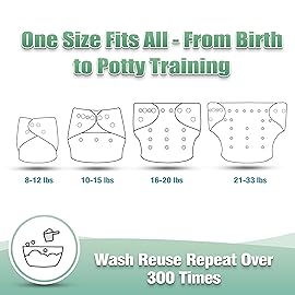 wegreeco Cloth Diapers 6 Pack with 6 Inserts & 1 Wet Bag, Washable Cloth Diapers for Babies, One Size Adjustable Reusable (Checkerboard)