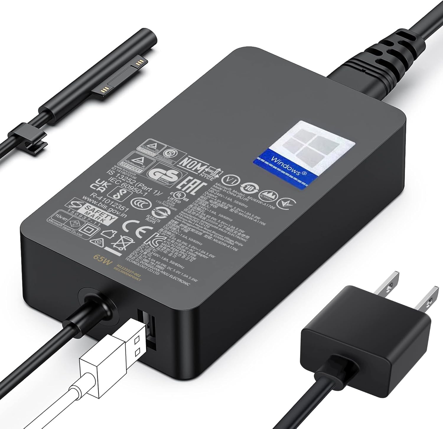 Surface Pro Charger,65W 15V 4A Microsoft Surface Charger for Surface Pro 3/4/5/6/7/7+/8/9/10/11/12, Surface Laptop 1/2/3/4/5/6/7, Surface Book 1/2, Surface Go, Surface LaptopGo, Surface Laptop Studio
