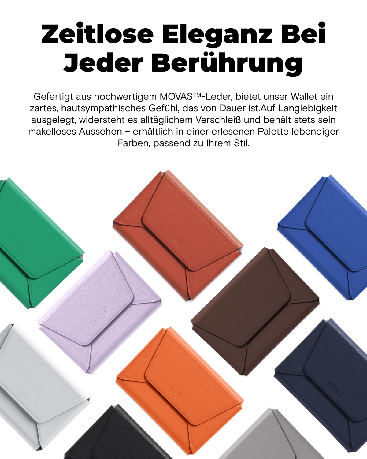 MOFT Magnetische Wallet, 8 Kartenhalter, Magnetischer Handyständer mit Zug-zum-Zugriff-Design, RFID-Blockierung, Winkelverstellung & MOVAS Minimalist Snap Field Wallet für Reiseutensilien，Tiefschwarz