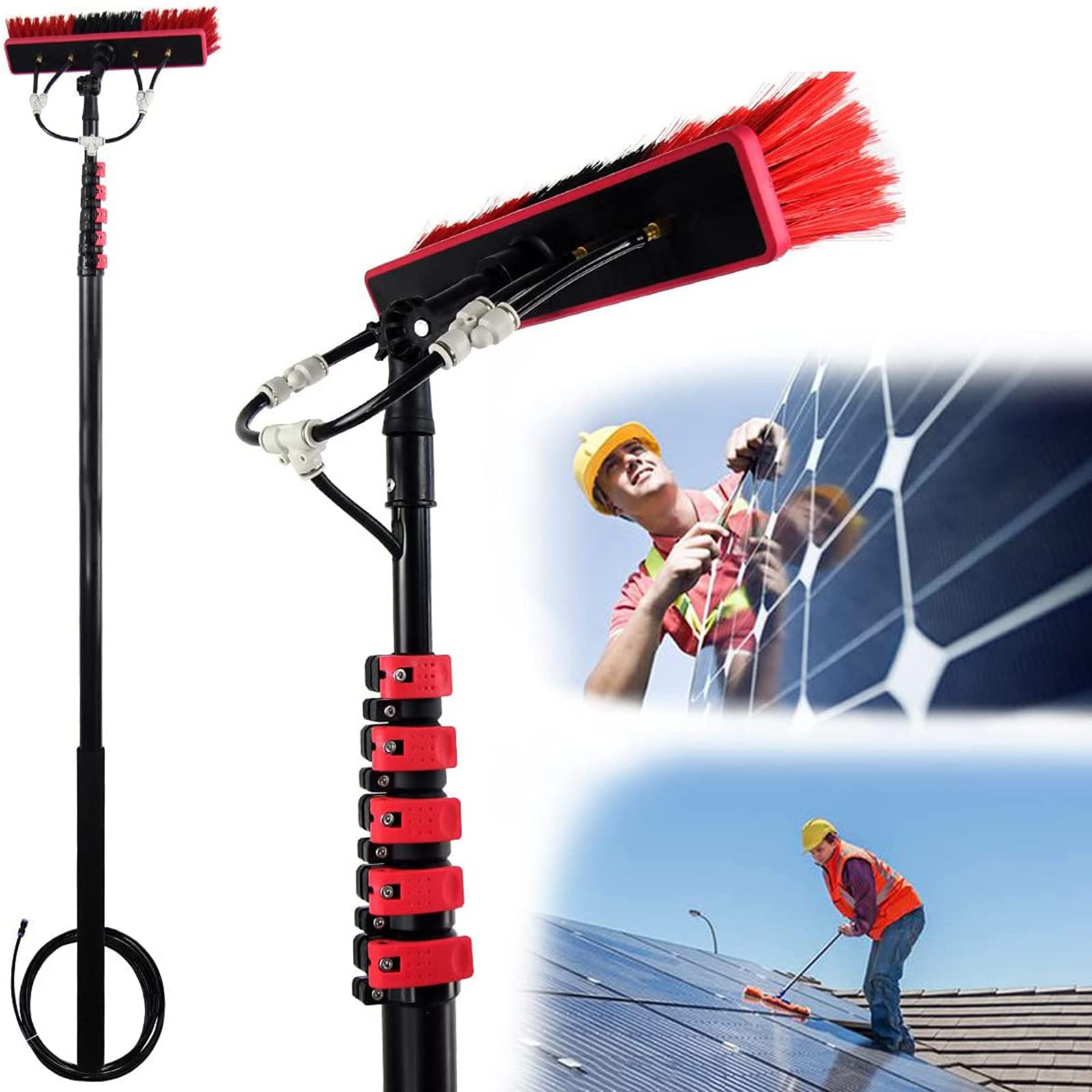 Nettoyage de panneaux photovoltaïques et vitres en hauteur avec brosse télescopique rétractable