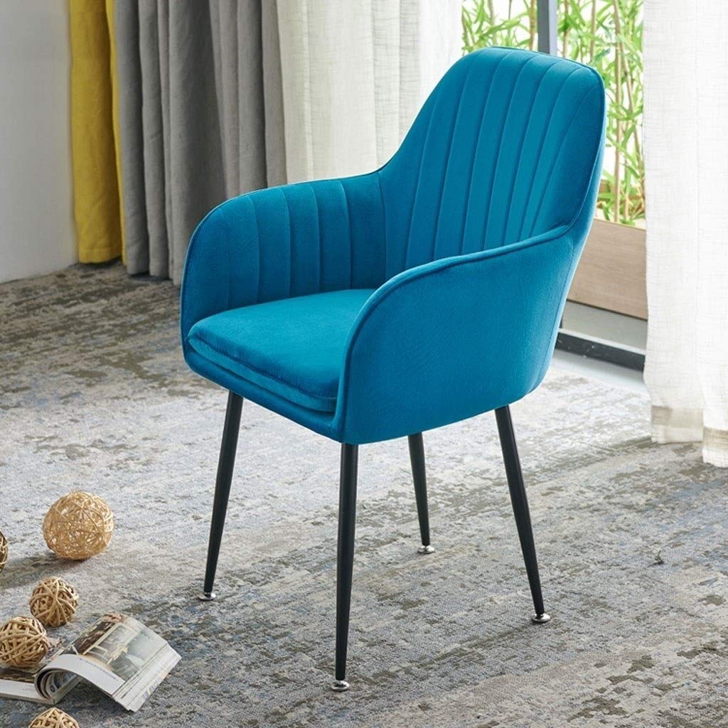 SJIALEN 2pcs Soft Velvet Dining Chair,for Living Room Desk Patio Terrace Office Kitchen Lounging Cafeterias Study Lounge Chair Kitchen Chair (Color : Blue)