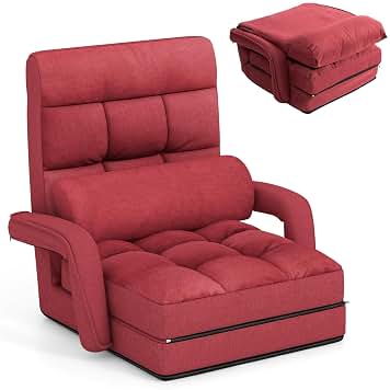 Siège Réglable Chauffeuse Réglable HOMFME 1 Place - Fauteuil Lit 6 Positions Détente Salon Chaise Meditation