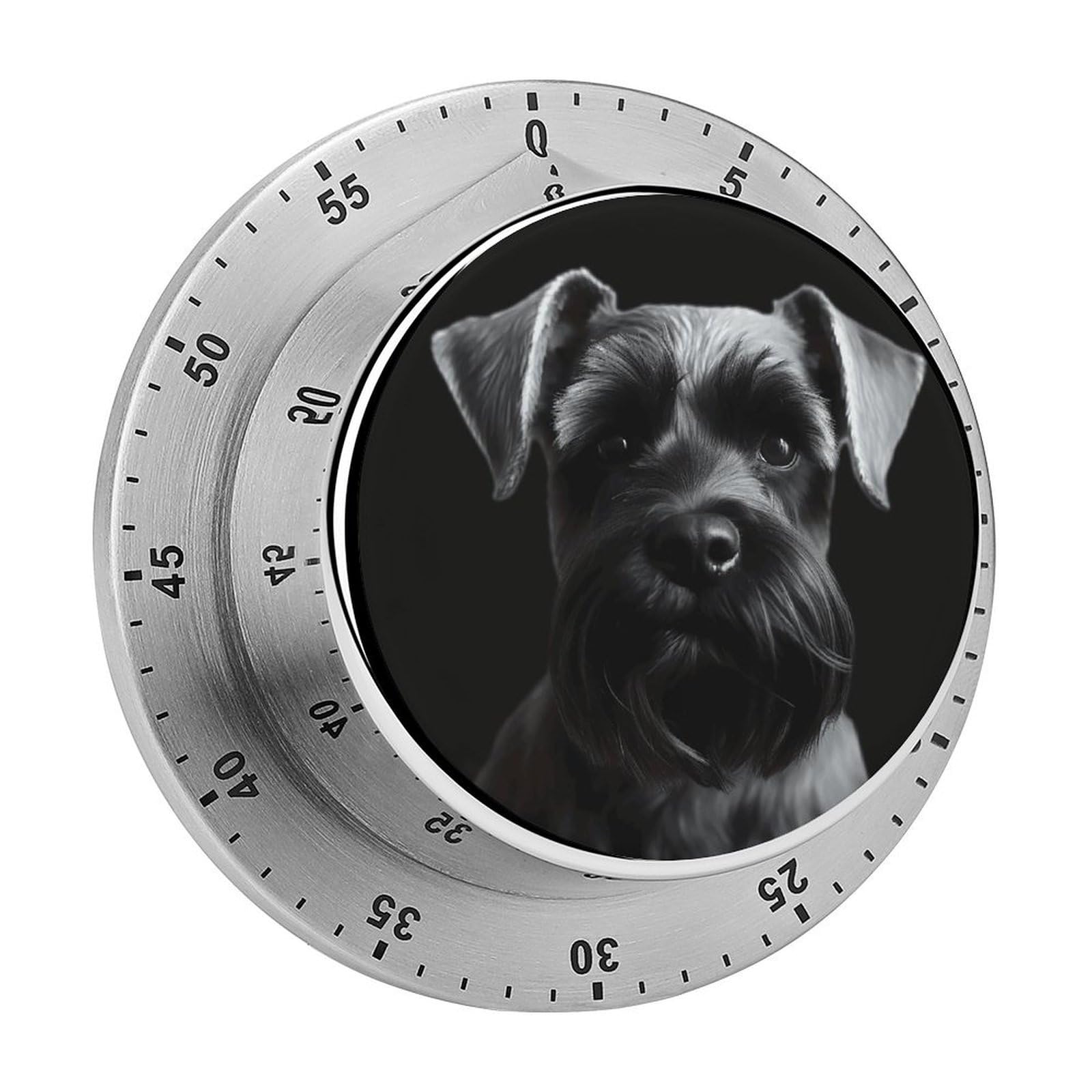 Black Schnauzer Dog Kitchen Timer for Cooking Chef Cooking Magnetic Timer Loud Alarm Mechanical Desk Stainless Countdown Reminder