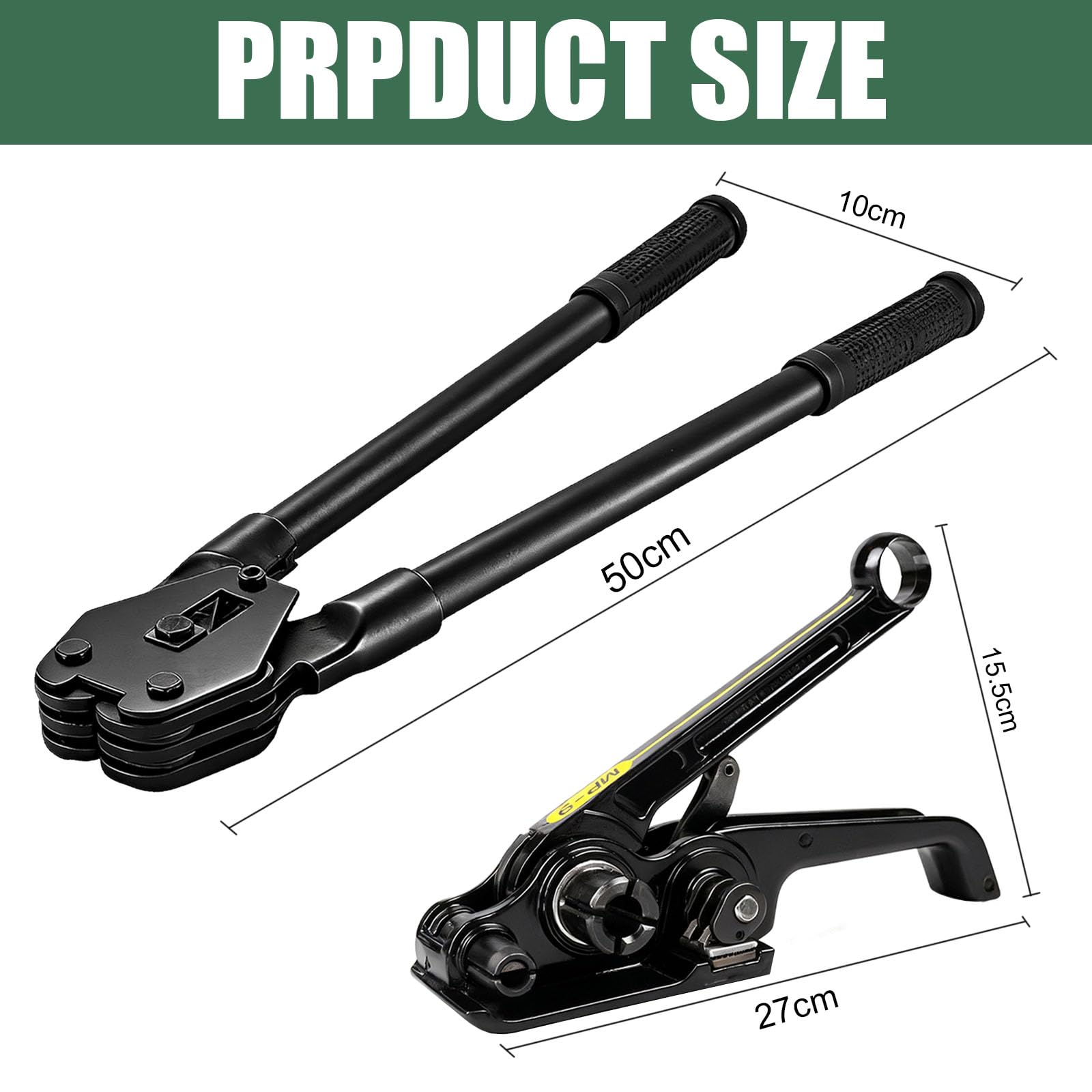 Reggiatrice Manuale, 12-19mm Kit di Reggiatura con Nastro in PET da 330m Tenditori Silenziosi Set di Reggiatura per Imballaggio Include 100 Fibbie Metalliche e 100 Angolari di Protezione