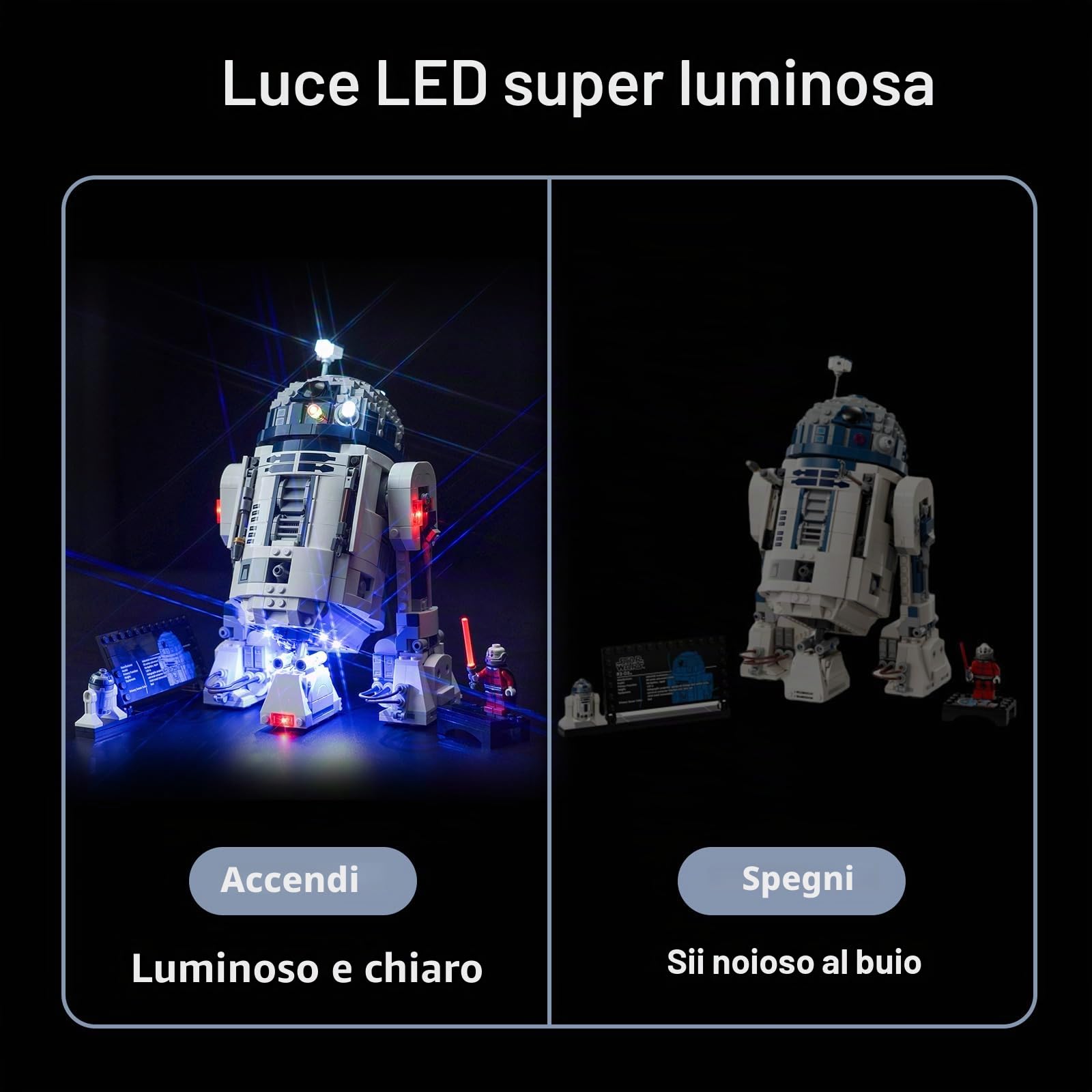 BrickBling Kit luce telecomando per Lego 75379 R2-D2 (non Lego), set di illuminazione a LED per Lego R2-D2 giocattolo creativo, DE-75379-P63402
