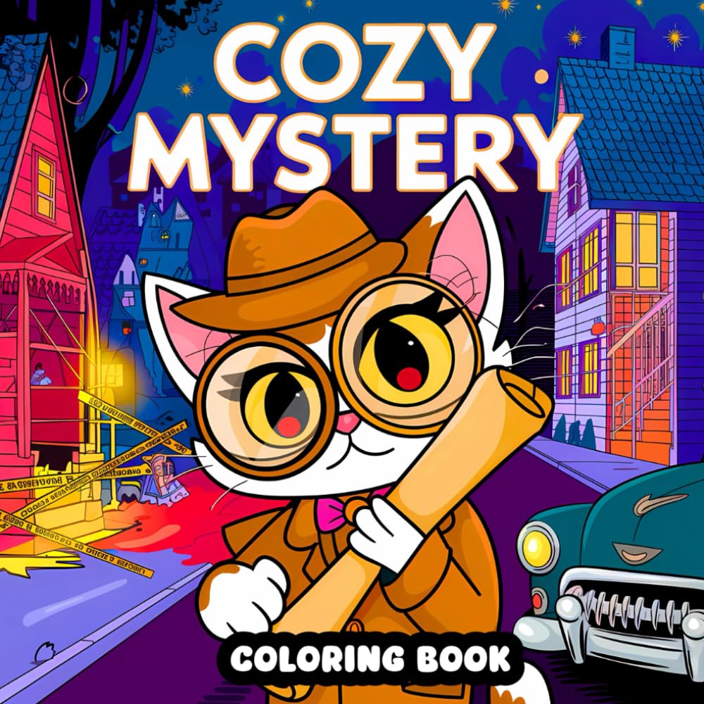 Cozy Mystery Coloring Book: 50 Funny and Relaxing Scenes with Adorable Animal Detectives and Spooky Crimes for Adults (Cozy Crime Coloring Collection for Adults and Teens)