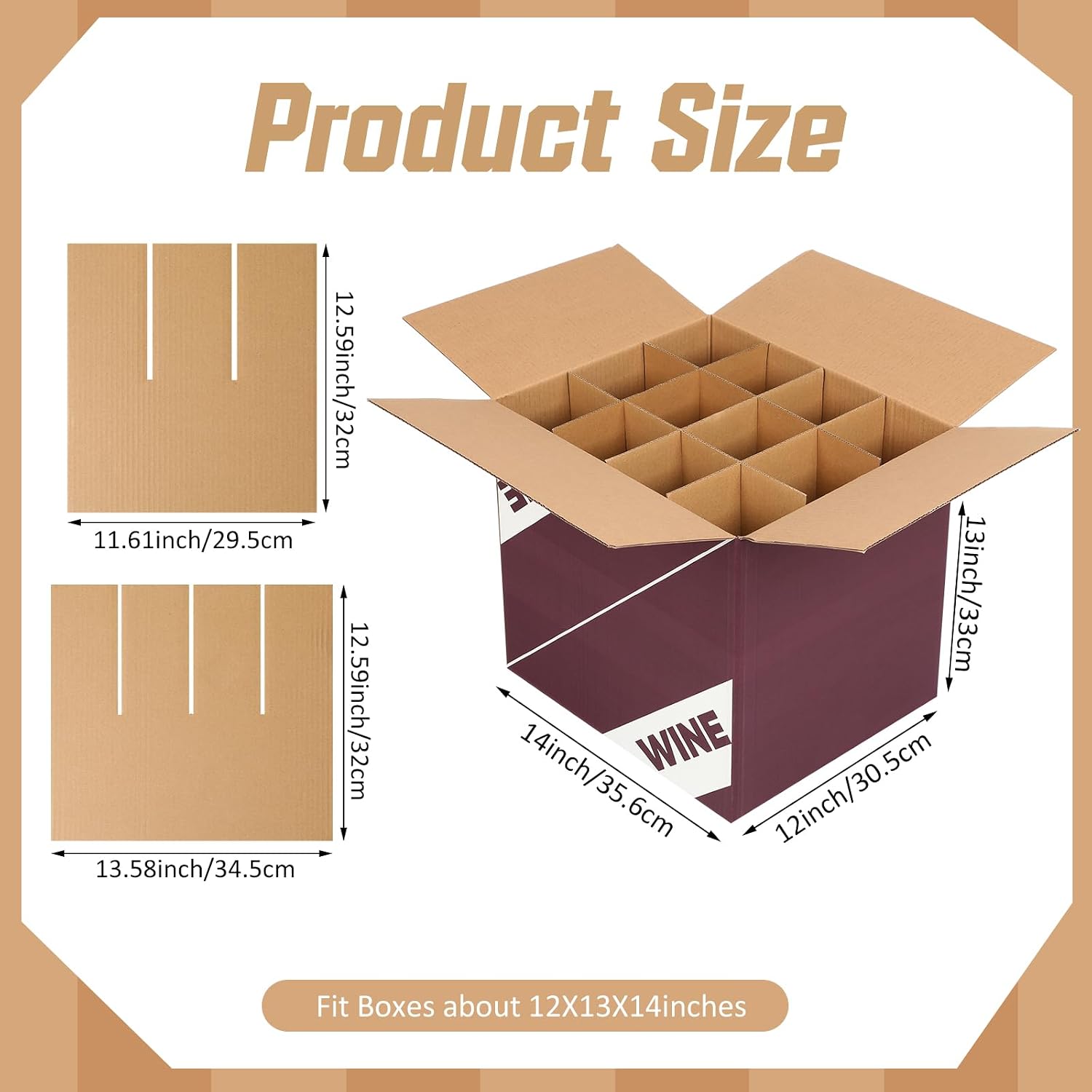 Feifeiya 10 Pack Wine Boxes for Moving, 12 Bottle Wine Shipping Boxes
