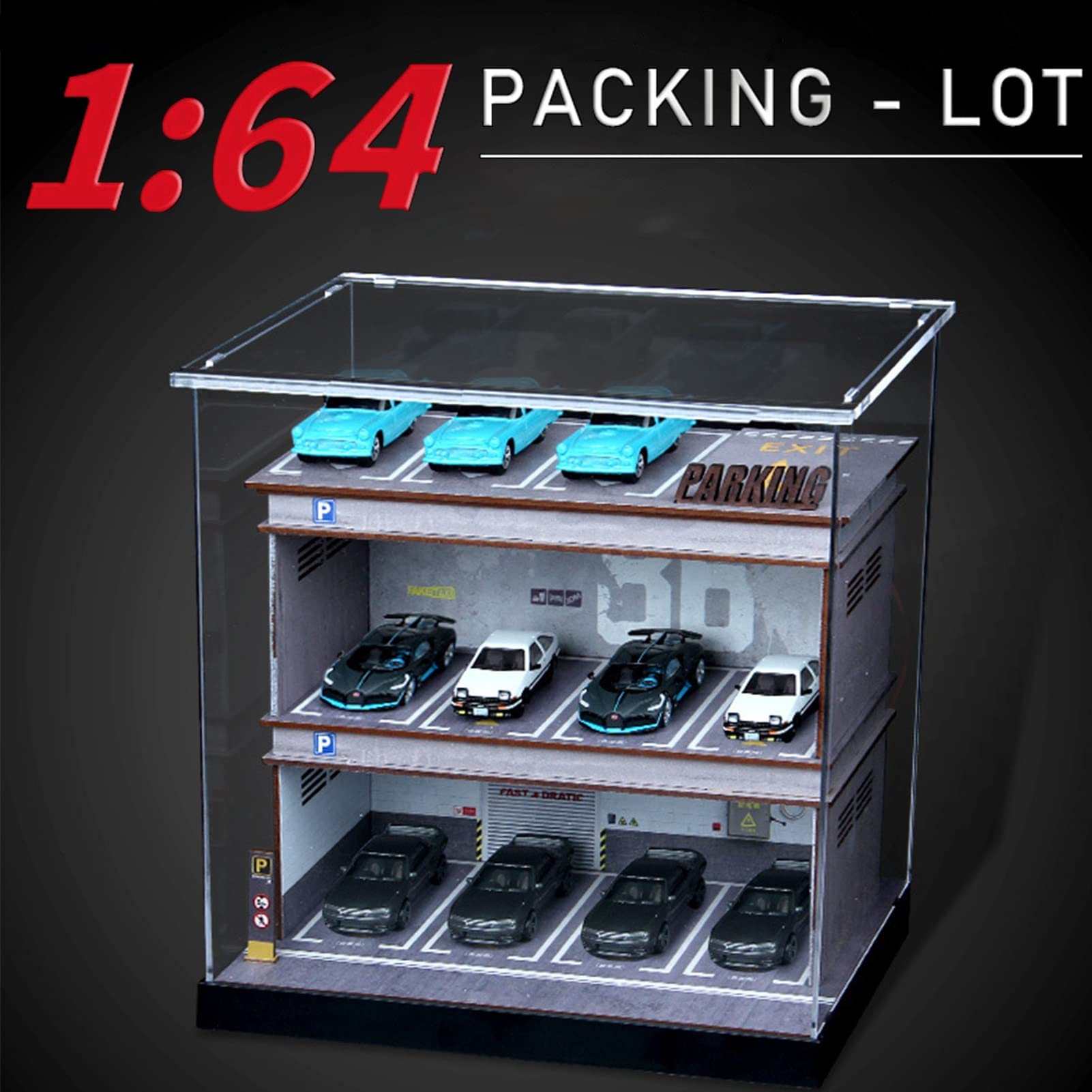 Amazon.co.jp: LEDライト付きアクリルディスプレイケース1:64駐車場