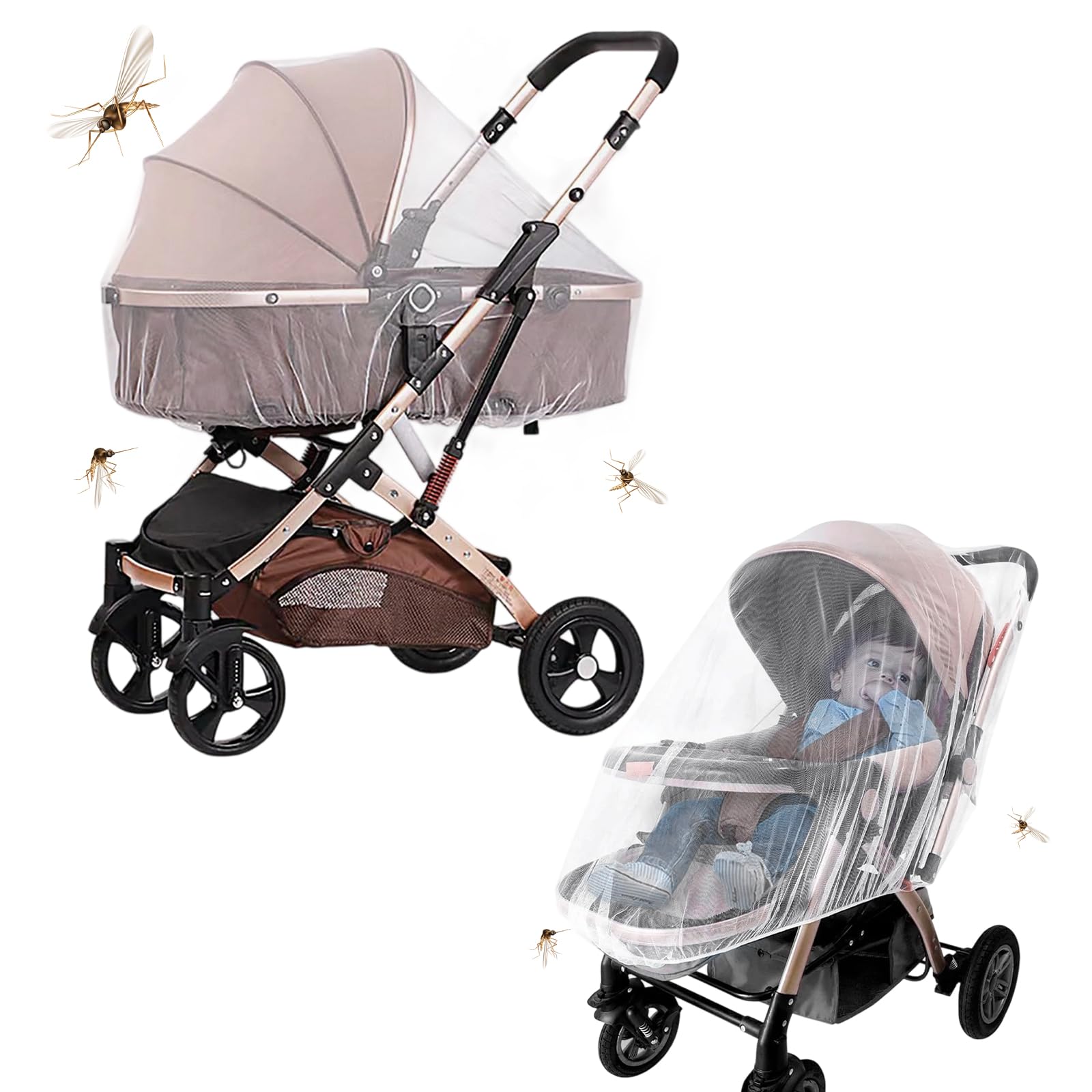 Baby Mosquito Net for Pram, Universal Mosquito Fly Bug Insect Net Protection Cover for Pushchair, Pram, Buggy, Bassinet, Carrycot, Travel Cot