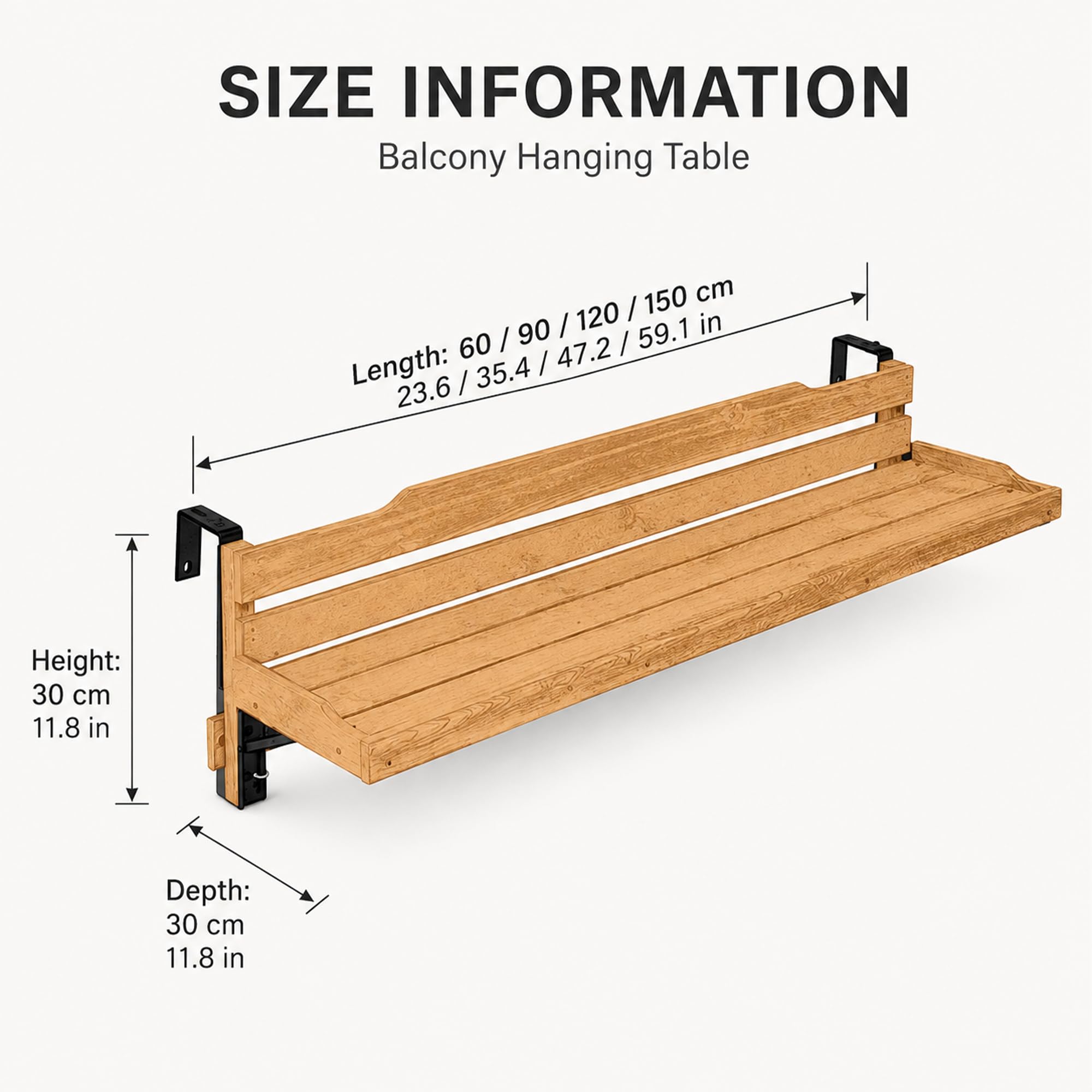 JSWHYBD Mesa de Balcón Colgante Plegable Ajustable para Barandilla