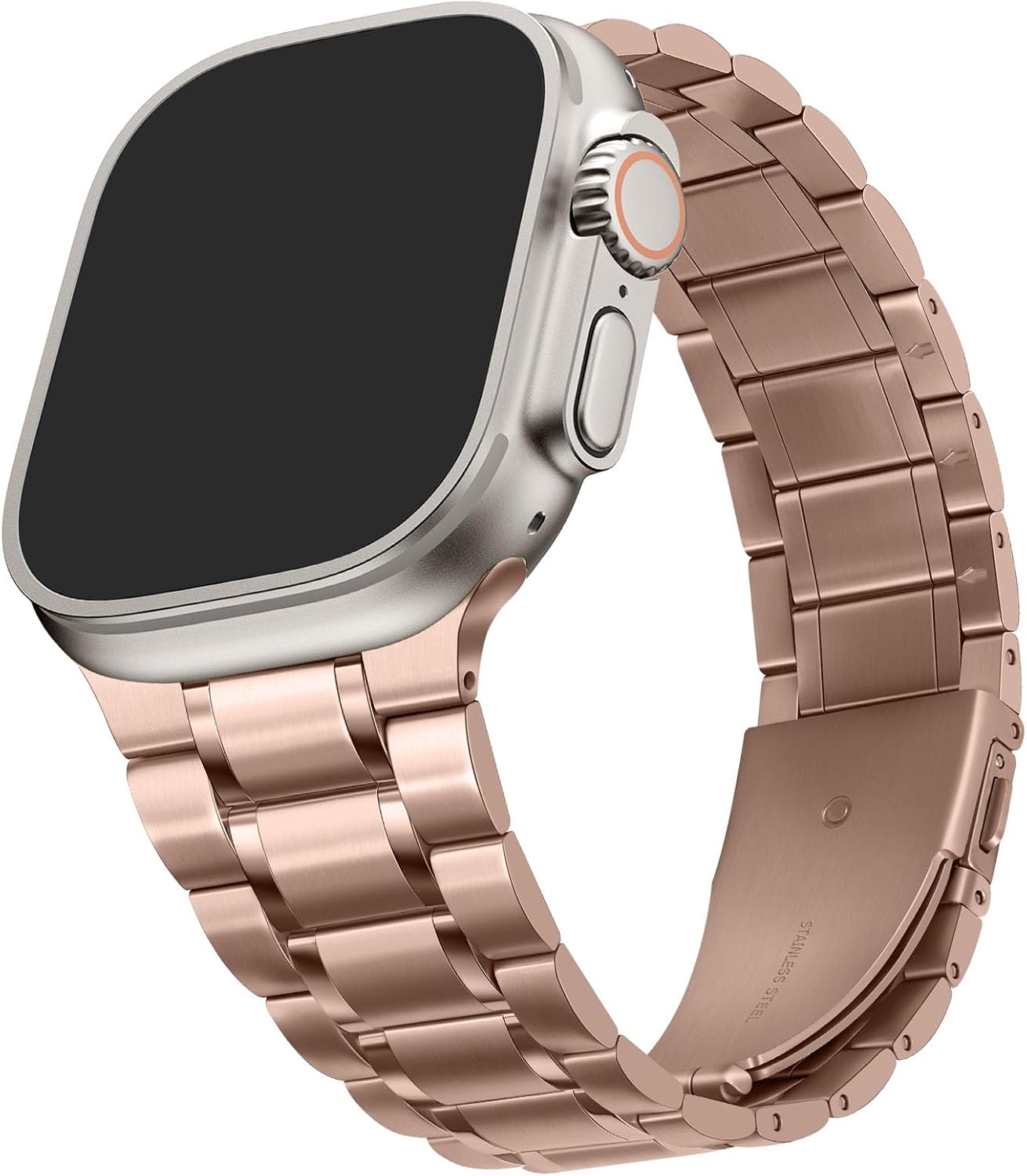 HITZEE Metal Bands Compatible with Apple Watch Band 49mm 46mm 45mm 44mm 42mm, Stainless Steel Replacement Men/Women Band Strap Compatible for iWatch Ultra 2 Series 10 9 8 7 SE 6 5 4 3 2 1, Rose Gold