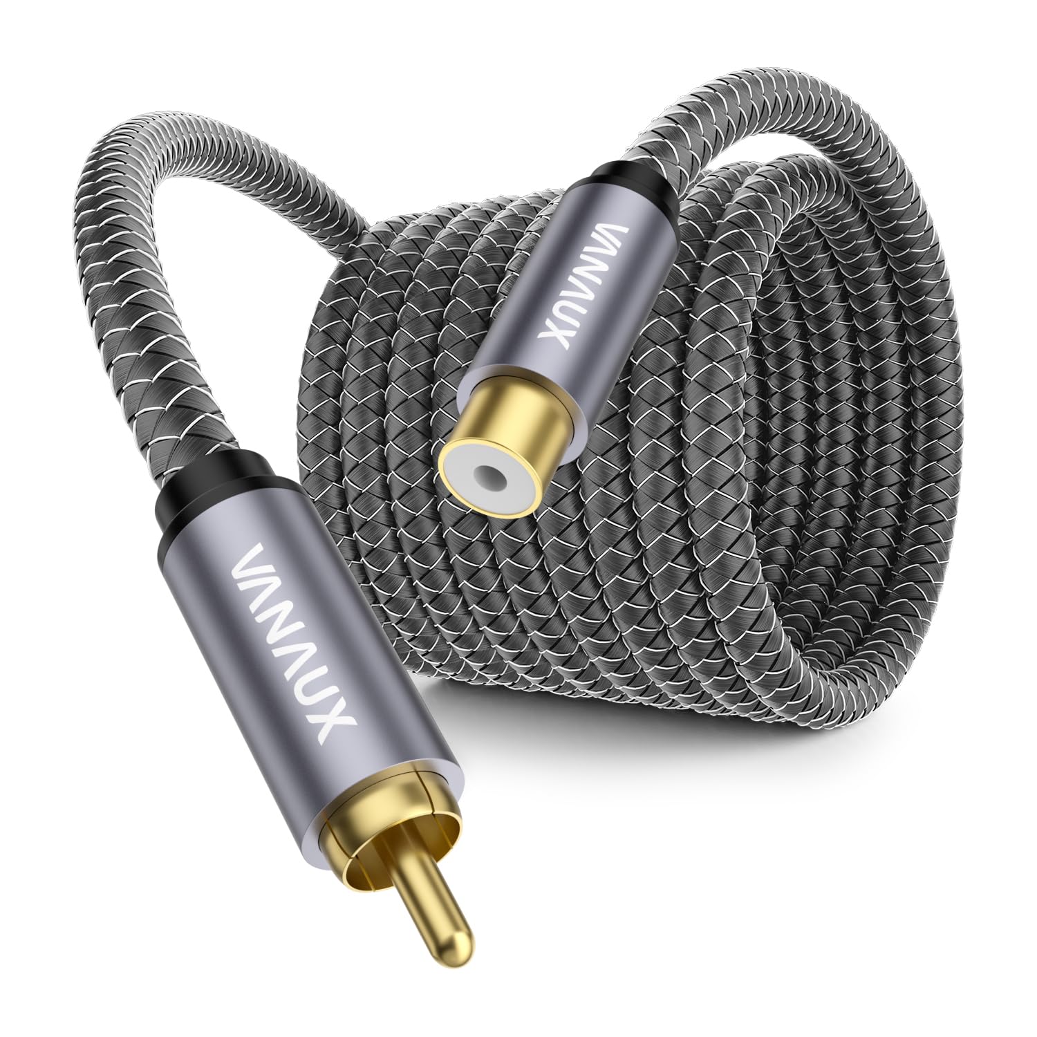 VANAUX Cable de extensión RCA para subwoofer, 75 ohmios, RCA macho a hembra para amplificador, HiFi, analógico y digital (5 m)