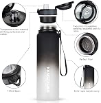 32 oz Water Bottle with Scale Marker, 1Liter Large Capacity Motivational Water Bottles BPA Free, Tritan Material, Flip Lid, Leakproof Security Lock for Fitness Gym Camping Cycling Traveling Office School (Gradient)