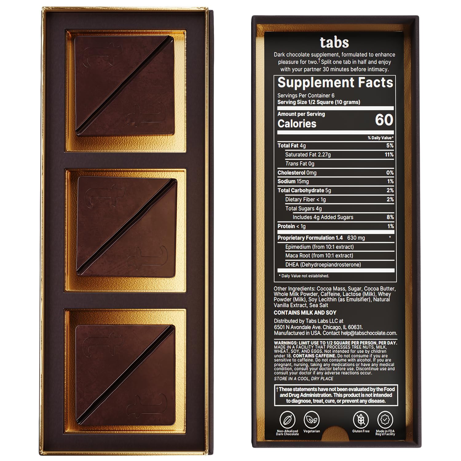 Dark Chocolate Squares for Couples | Mood-Boosting Premium Treat | Vegetarian & Gluten-Free (1 Box)